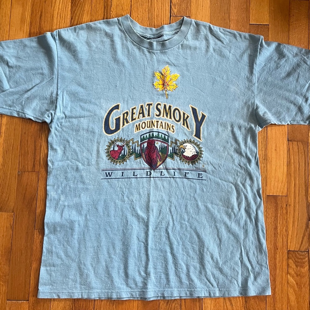 Vintage Great Smoky Mountains Wildlife  Blue T-Shirt